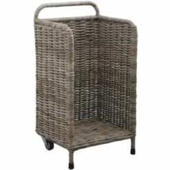 AUBRY GASPARD Panier à Buches à Roulettes Gris - Gris