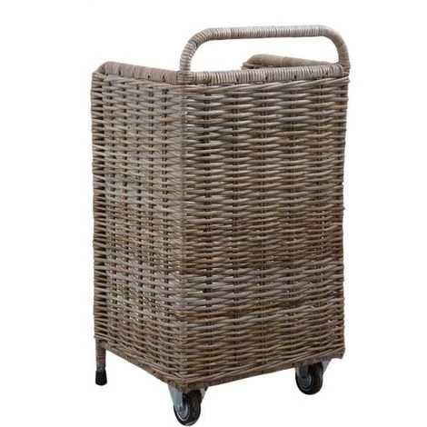 AUBRY GASPARD Panier à Buches à Roulettes Gris - Gris 4 AUBRY GASPARD Panier à Buches à Roulettes Gris - Gris – Image 2