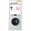 CLP Etagère Pour Lave-linge Ellsworth En Tubes D'acier Avec Deux Espaces De Rangement Blanc