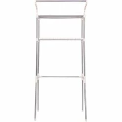 CLP Etagère Pour Lave-linge Ellsworth En Tubes D'acier Avec Deux Espaces De Rangement Blanc -Rangement de jardin Soldes 40395181 5