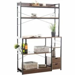 CLP Etagère De Cuisine Fehring Avec Cadre En Métal Et Espaces De Rangement En MDF Noyer