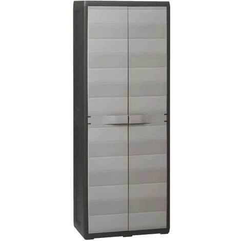 HAPPYSHOPPING Armoire De Rangement De Jardin Avec 3 Etageres Noir Et Gris 3 HAPPYSHOPPING Armoire De Rangement De Jardin Avec 3 Etageres Noir Et Gris
