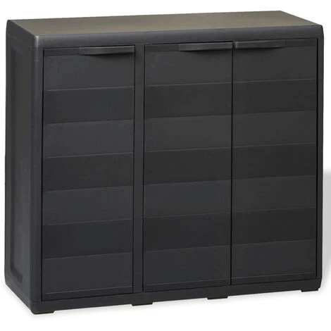 HAPPYSHOPPING Armoire De Rangement De Jardin Avec 2 Etageres Noir 3 HAPPYSHOPPING Armoire De Rangement De Jardin Avec 2 Etageres Noir