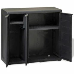 HAPPYSHOPPING Armoire De Rangement De Jardin Avec 2 Etageres Noir 9 HAPPYSHOPPING Armoire De Rangement De Jardin Avec 2 Etageres Noir -Rangement de jardin Soldes 40752527 3