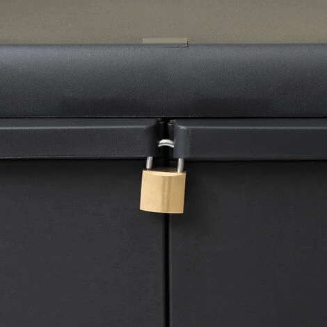 HAPPYSHOPPING Armoire De Rangement De Jardin Avec 2 Etageres Noir 6 HAPPYSHOPPING Armoire De Rangement De Jardin Avec 2 Etageres Noir – Image 4