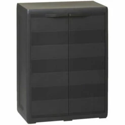 HAPPYSHOPPING Armoire De Rangement De Jardin Avec 1 Etagere Noir