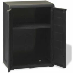 HAPPYSHOPPING Armoire De Rangement De Jardin Avec 1 Etagere Noir -Rangement de jardin Soldes 40752531 3
