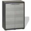 HAPPYSHOPPING Armoire De Rangement De Jardin Avec 1 Etagere Noir Et Gris -Rangement de jardin Soldes 40752534 1