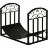 Outsunny Range-bûches Rack à Bûches Style Fer Forgé Dim. 60,5L X 36l X 46,5H Cm Métal Noir -Rangement de jardin Soldes 41343017 1