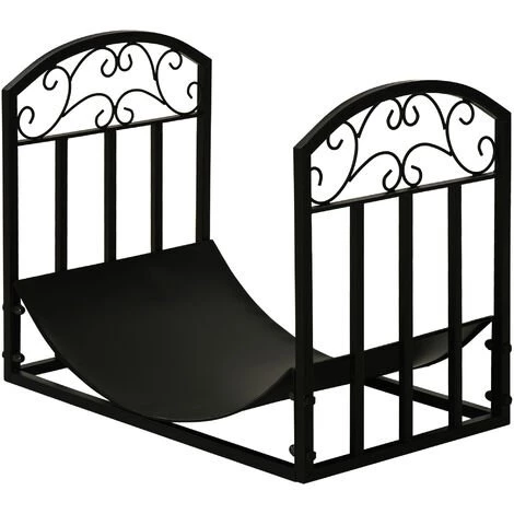 Outsunny Range-bûches Rack à Bûches Style Fer Forgé Dim. 60,5L X 36l X 46,5H Cm Métal Noir 3 Outsunny Range-bûches Rack à Bûches Style Fer Forgé Dim. 60,5L X 36l X 46,5H Cm Métal Noir
