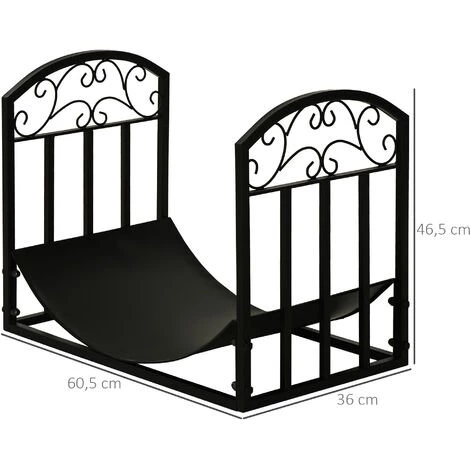 Outsunny Range-bûches Rack à Bûches Style Fer Forgé Dim. 60,5L X 36l X 46,5H Cm Métal Noir 5 Outsunny Range-bûches Rack à Bûches Style Fer Forgé Dim. 60,5L X 36l X 46,5H Cm Métal Noir – Image 3