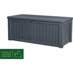 Keter 247606 Rockwood - Coffre De Rangement - Graphite - 570 L - 155x72,4x64,4cm