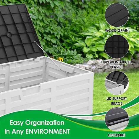 PEDY Coffre De Rangement Extérieur 112x49x53cm, Coffre De Jardin 265L Avec Poignées Et Roulettes, Facile à Monter Et à Déplacer, Protection Solaire Et Étanche, Rangement De Jardin Terrasse Balcon Piscine 6 PEDY Coffre De Rangement Extérieur 112x49x53cm, Coffre De Jardin 265L Avec Poignées Et Roulettes, Facile à Monter Et à Déplacer, Protection Solaire Et Étanche, Rangement De Jardin Terrasse Balcon Piscine – Image 4