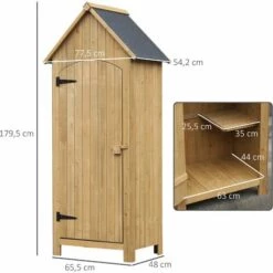 Outsunny Armoire Abri De Jardin Remise Pour Outils 3 étagères Porte Loquet Toit Pente Bitumé Dim. 77L X 54l X 179H Cm Bois Sapin Pré-huilé -Rangement de jardin Soldes 44066266 3