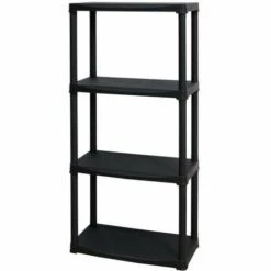 TOOD Etagere En Résine 4 Tablettes - Hauteur 133 Cm Largeur 60 Cm - Noir