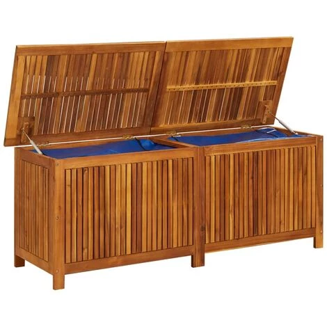 VidaXL Boîte De Rangement De Jardin 150x50x58 Cm Bois D'acacia Solide - Brun 7 VidaXL Boîte De Rangement De Jardin 150x50x58 Cm Bois D'acacia Solide - Brun – Image 5