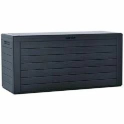 VOUNOT Coffre De Rangement Exterieur 280L En PP 116x44x55CM Style Bois Anthracite