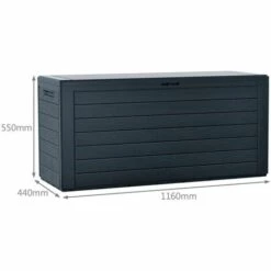 VOUNOT Coffre De Rangement Exterieur 280L En PP 116x44x55CM Style Bois Anthracite -Rangement de jardin Soldes 46771208 5