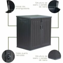 Coffre De Rangement Jardin En Résine Gardiun Soften 775 L Fermeture Amortisseur à Gaz 116x71x109/112,5 Cm Noir -Rangement de jardin Soldes 48889447 3