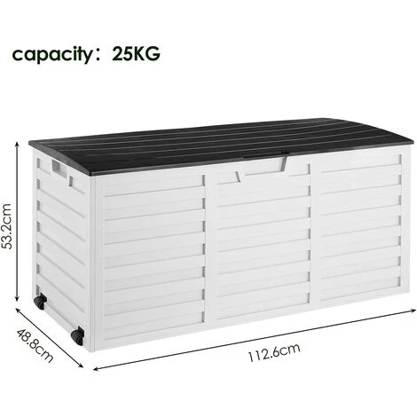 FIXKIT Coffre De Jardin De Rangement Extérieur 112x49x53cm,Coffre De Jardin 265L Avec Poignées Et Roulettes 5 FIXKIT Coffre De Jardin De Rangement Extérieur 112x49x53cm,Coffre De Jardin 265L Avec Poignées Et Roulettes – Image 3