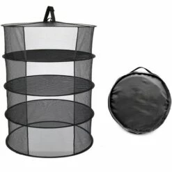SUPERSELLER Etagère De Jardin 4 Couches Panier Suspendu Pliant Etendoir Herb Dry Net Ouverture Forme Sèche Sac Maille 600mm Diamètre Pour Herbes Fleurs Bourgeons Plantes, 4 Couches - 4 Couches