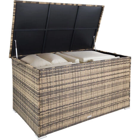 TECTAKE Coffre De Jardin Oslo - Coffre De Rangement Exterieur, Malle De Rangement, Caisse De Stockage De Jardin - Marron Naturel 4 TECTAKE Coffre De Jardin Oslo - Coffre De Rangement Exterieur, Malle De Rangement, Caisse De Stockage De Jardin - Marron Naturel – Image 2