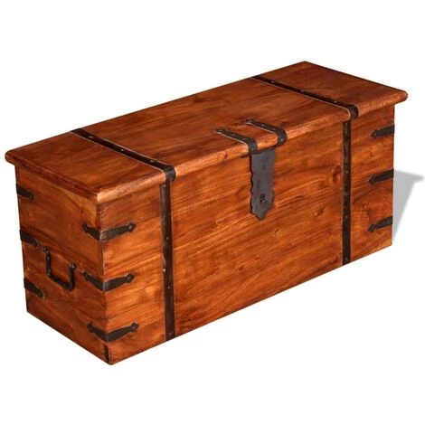 VidaXL Ensemble De Deux Coffres De Rangement Bois Massif - Brun 5 VidaXL Ensemble De Deux Coffres De Rangement Bois Massif - Brun – Image 3