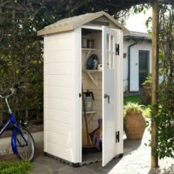 EZOOZA Tuscany Evo 80 Abri En Résine 1 M² 97 X 97 X 203 Cm Blanc/Beige - Beige -Rangement de jardin Soldes 50681567 3