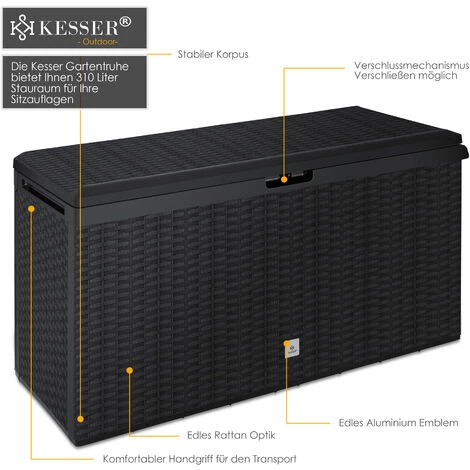 KESSER® Caisse De Rangement | Coffre à Coussins 290 litres Avec Roulettes, Couvercle Rabattable, Poignées, Plastique Façon Rotin | Coffre De Jardin | Coffre De Rangement Extérieur Résistant Aux Intempéries | Bac De Rangement 4 KESSER® Caisse De Rangement | Coffre à Coussins 290 litres Avec Roulettes, Couvercle Rabattable, Poignées, Plastique Façon Rotin | Coffre De Jardin | Coffre De Rangement Extérieur Résistant Aux Intempéries | Bac De Rangement – Image 2