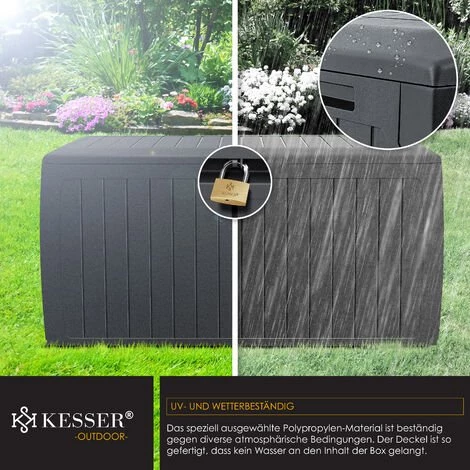 KESSER® Caisse De Rangement | Coffre à Coussins 290 litres Avec Couvercle Verrouillable Et Poignées | Coffre De Jardin 6 KESSER® Caisse De Rangement | Coffre à Coussins 290 litres Avec Couvercle Verrouillable Et Poignées | Coffre De Jardin – Image 4