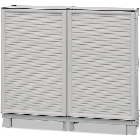 Dmora Armoire Polyvalente Extérieure Ou Intérieure, Plateau Mobile à 2 Portes Et étagère De Polypropylène, 100% Made In Italy, 100x39h92 Cm, Couleur Gris Clair 4 Dmora Armoire Polyvalente Extérieure Ou Intérieure, Plateau Mobile à 2 Portes Et étagère De Polypropylène, 100% Made In Italy, 100x39h92 Cm, Couleur Gris Clair – Image 2