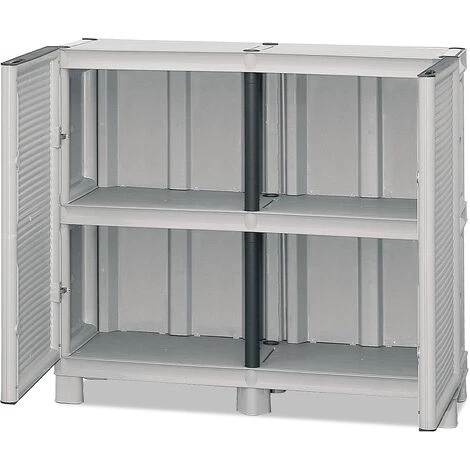 Dmora Armoire Polyvalente Extérieure Ou Intérieure, Plateau Mobile à 2 Portes Et étagère De Polypropylène, 100% Made In Italy, 100x39h92 Cm, Couleur Gris Clair 5 Dmora Armoire Polyvalente Extérieure Ou Intérieure, Plateau Mobile à 2 Portes Et étagère De Polypropylène, 100% Made In Italy, 100x39h92 Cm, Couleur Gris Clair – Image 3