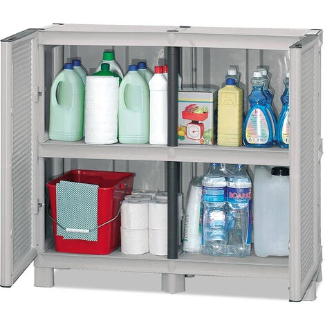 Dmora Armoire Polyvalente Extérieure Ou Intérieure, Plateau Mobile à 2 Portes Et étagère De Polypropylène, 100% Made In Italy, 100x39h92 Cm, Couleur Gris Clair 6 Dmora Armoire Polyvalente Extérieure Ou Intérieure, Plateau Mobile à 2 Portes Et étagère De Polypropylène, 100% Made In Italy, 100x39h92 Cm, Couleur Gris Clair – Image 4