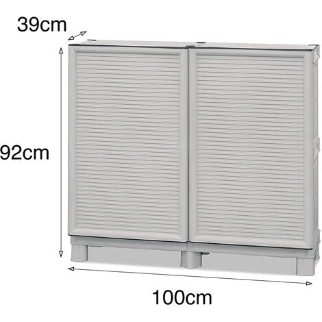 Dmora Armoire Polyvalente Extérieure Ou Intérieure, Plateau Mobile à 2 Portes Et étagère De Polypropylène, 100% Made In Italy, 100x39h92 Cm, Couleur Gris Clair 7 Dmora Armoire Polyvalente Extérieure Ou Intérieure, Plateau Mobile à 2 Portes Et étagère De Polypropylène, 100% Made In Italy, 100x39h92 Cm, Couleur Gris Clair – Image 5