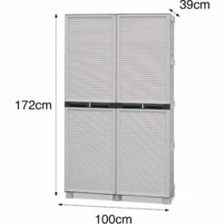 Dmora Armoire Extérieure Ou Intérieure, 2 Portes Et 3 Niveaux En Polypropylène, 100% Made In Italy, 100x39h172 Cm, Couleur Gris Clair -Rangement de jardin Soldes 51647091 4