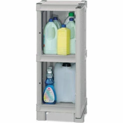 Dmora Armoire Polyvalente Multi-usine Ou Interne, Une Armoire Basse à 1 Porte Et 1 étagère En Polypropylène, 100% Made In Italy, 35x39h92 Cm, Couleur Gris Clair -Rangement de jardin Soldes 51647092 3