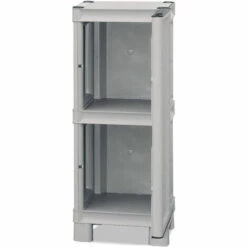 Dmora Armoire Polyvalente Multi-usine Ou Interne, Une Armoire Basse à 1 Porte Et 1 étagère En Polypropylène, 100% Made In Italy, 35x39h92 Cm, Couleur Gris Clair -Rangement de jardin Soldes 51647092 4