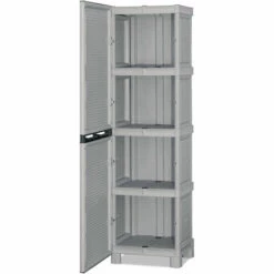 Dmora Armoire Polyvalente Extérieure Ou Intérieure, 1 Porte Mobile Et 3 Niveaux En Polypropylène, 100% Made In Italy, 50x39h172 Cm, Couleur Gris Clair -Rangement de jardin Soldes 51647096 3