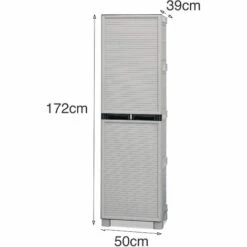 Dmora Armoire Polyvalente Extérieure Ou Intérieure, 1 Porte Mobile Et 3 Niveaux En Polypropylène, 100% Made In Italy, 50x39h172 Cm, Couleur Gris Clair -Rangement de jardin Soldes 51647096 5