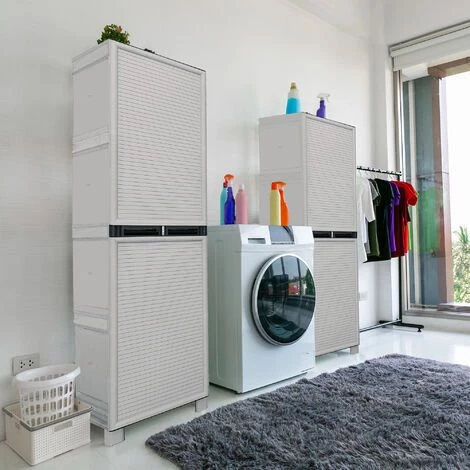 Dmora Armoire D'habillage Extérieure Ou Interne, Armoire à 1 Porte Et 2 Niveaux En Polypropylène, 100% Made In Italy, 50x39h172 Cm De Couleur Gris Clair 3 Dmora Armoire D'habillage Extérieure Ou Interne, Armoire à 1 Porte Et 2 Niveaux En Polypropylène, 100% Made In Italy, 50x39h172 Cm De Couleur Gris Clair