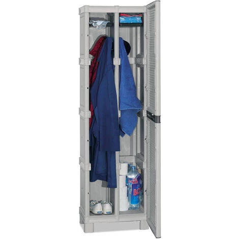 Dmora Armoire D'habillage Extérieure Ou Interne, Armoire à 1 Porte Et 2 Niveaux En Polypropylène, 100% Made In Italy, 50x39h172 Cm De Couleur Gris Clair 5 Dmora Armoire D'habillage Extérieure Ou Interne, Armoire à 1 Porte Et 2 Niveaux En Polypropylène, 100% Made In Italy, 50x39h172 Cm De Couleur Gris Clair – Image 3
