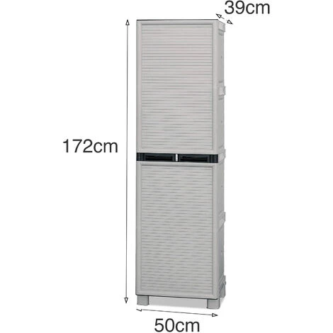 Dmora Armoire D'habillage Extérieure Ou Interne, Armoire à 1 Porte Et 2 Niveaux En Polypropylène, 100% Made In Italy, 50x39h172 Cm De Couleur Gris Clair 6 Dmora Armoire D'habillage Extérieure Ou Interne, Armoire à 1 Porte Et 2 Niveaux En Polypropylène, 100% Made In Italy, 50x39h172 Cm De Couleur Gris Clair – Image 4