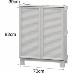 Dmora Armoire Polyvalente Extérieure Ou Interne, Armoire Basse Avec 2 Portes Et 1 étagère En Polypropylène, 100% Made In Italy, 70x39h92 Cm De Couleur Gris Clair -Rangement de jardin Soldes 51647099 4