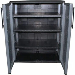 Dmora Armoire Polyvalente Multi-usines Ou Interne, Armoire Basse Avec 2 Portes Et 3 Niveaux En Polypropylène, 100% Made In Italy, 68x37h84 Cm, Couleur Grise -Rangement de jardin Soldes 51647103 4