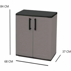 Dmora Armoire Polyvalente Multi-usines Ou Interne, Armoire Basse Avec 2 Portes Et 3 Niveaux En Polypropylène, 100% Made In Italy, 68x37h84 Cm, Couleur Grise -Rangement de jardin Soldes 51647103 5