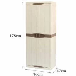 Dmora Armoire De Porte Extérieure Ou Intérieure, Étagère S De Polypropylène Mobiles à 4 Portes à 2 Portes, 100% Made In Italy, 70x47h178 Cm, Couleur Beige -Rangement de jardin Soldes 51647109 4