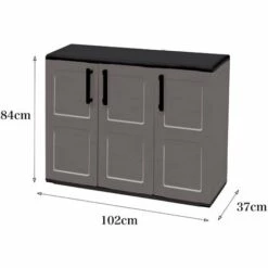 Dmora Armoire Polyvalente Extérieure Ou Intérieure, Plateau Mobile 3 Portes Et 1 étagère De Polypropylène, 100% Made In Italy, 102x37h84 Cm, Couleur Grise -Rangement de jardin Soldes 51647119 4