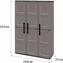 Dmora Armoire Extérieure Ou Intérieure, 3 Portes Et 3 Niveaux En Polypropylène Ajustables, 100% Made In Italy, 102x37h163 Cm, Couleur Grise -Rangement de jardin Soldes 51647124 4