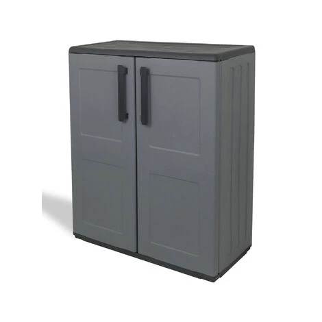 Dmora Cabinet Multi-usage Ou Interne, Armoire Basse Avec 2 Portes Et 1 étagère En Polypropylène, 100% Made In Italy, 68x37h84 Cm, Couleur Grise 4 Dmora Cabinet Multi-usage Ou Interne, Armoire Basse Avec 2 Portes Et 1 étagère En Polypropylène, 100% Made In Italy, 68x37h84 Cm, Couleur Grise – Image 2