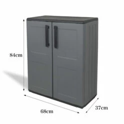 Dmora Cabinet Multi-usage Ou Interne, Armoire Basse Avec 2 Portes Et 1 étagère En Polypropylène, 100% Made In Italy, 68x37h84 Cm, Couleur Grise 7 Dmora Cabinet Multi-usage Ou Interne, Armoire Basse Avec 2 Portes Et 1 étagère En Polypropylène, 100% Made In Italy, 68x37h84 Cm, Couleur Grise -Rangement de jardin Soldes 51647141 3